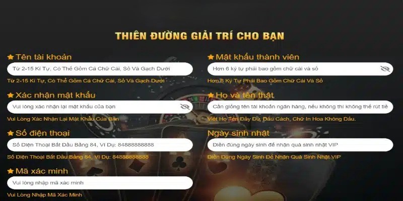 Điền đúng thông tin trong mẫu đăng ký 8Kbet